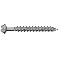 This hex-head concrete screw anchor is designed for fastening fixtures, brackets, and equipment to concrete, brick, or block. Made from Grade 410 stainless steel, it offers corrosion resistance. The removable design allows for repositioning during installation. Supplied in a 100-pack with inch-system measurements