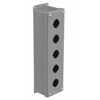 HOFFMAN Push Button Enclosure: 30mm, 5 Holes, Carbon Steel, NEMA 12 (MPN E5PB)