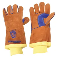 Welding Gloves: Wing Thumb, Knit Cuff, Premium, Brown/Blue Cowhide, Steiner 2119B-KSC, 1 PR (MPN 2119B-KSC-L)
