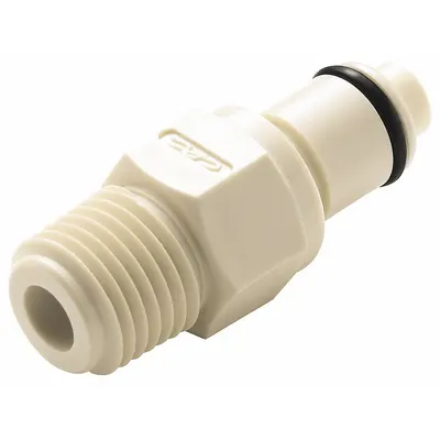 COLDER Quick Connection Coupling: Straight, 1/4 in Pipe Size, NPT x MNPT, Polypropylene - Polypropylene Quick-Disconnect Tube Fittings