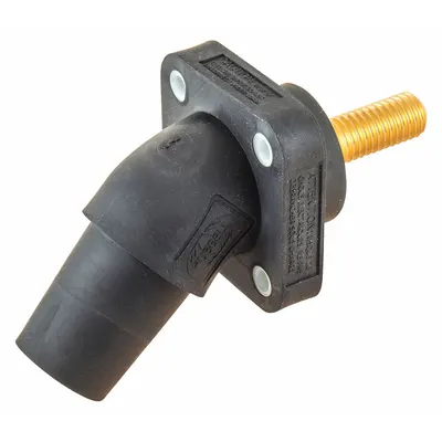 HUBBELL Single Pole Receptacle: Black, Angled Taper Nose Mating, Threaded Stud Termination - Receptacles with Threaded Stud Terminations