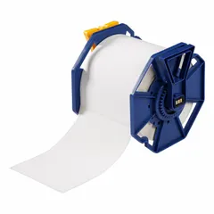 Acrylic permanent adhesive label roll with inkjet print-receptive material, designed for use with the J7300 printer series. Each roll contains 250 precut labels measuring 6 3/32 in x 4 1/8 in. Suitable for industrial identification and labeling applications where durable, printed labels are required.