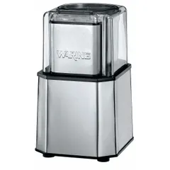 Single hopper spice grinder with three included grinding bowls, each with 0.8 lb capacity. Operates at 120V AC and features a silver finish. Suitable for grinding spices, coffee beans, and dry ingredients in commercial kitchens and foodservice settings.