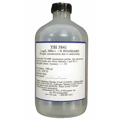 Lab-grade ammonium standard solution for calibrating ion-specific meters. Supplied in a 500 mL volume with a concentration of 1 mg/L. Used in water quality testing and environmental analysis to ensure accurate ammonium measurements.