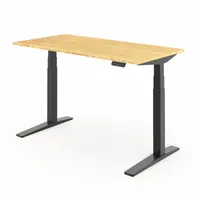 FLEXISPOT Standing Desk: Tan, Bamboo, 55 in Overall Wd, 30 in Overall Dp, 50 5/8 in Max Desktop Ht (MPN E7BPRO5528-LBZB)