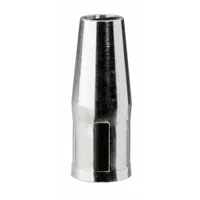 This LINCOLN ELECTRIC nozzle is a 1/2-inch tapered, flush, threaded component designed for use with the Magnum Pro 350A contact tip series. It directs shielding gas and protects the contact tip during MIG welding operations