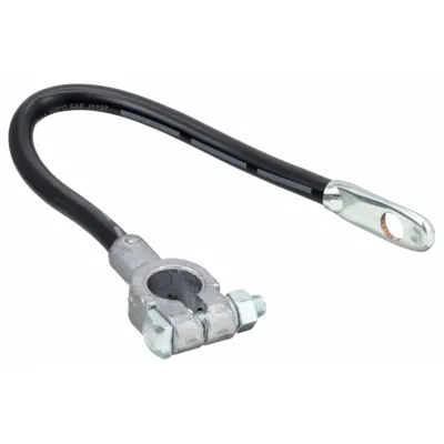 GROTE Battery Cable: Top Post Cable, 4 ga Wire Size, 12 in Overall Lg, Black - Top Start Cables