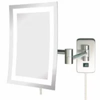 SEE ALL Makeup Mirror: Rectangular, Glass, 13 in Overall Ht, 11 in Overall Wd, 3 in Overall Dp, Wall (MPN HLEDNSA69)