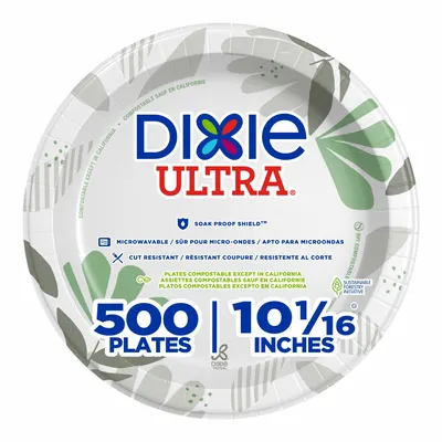 DIXIE Disposable Paper Plate: Multi, Heavy-Wt, 10 1/8 in Disposable Plate Size - Paper Plates