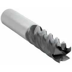 This carbide square end mill is designed for milling steel and cast iron. It features an AlTiN coating and 5-flute geometry for efficient material removal in roughing and finishing operations. The tool has a 1/2" mill diameter, 1-1/4" length of cut, and 3" overall length.