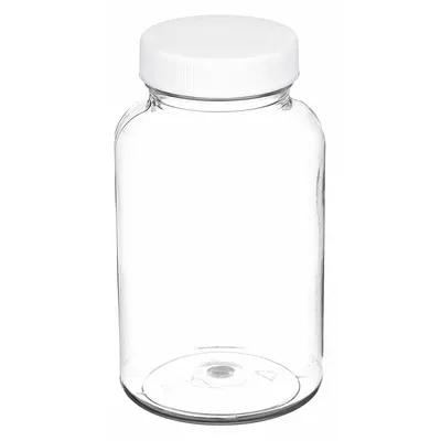 QORPAK Wide Mouth Bottle: PET, 60 mL, 2 fl oz, Closure Included, Colorless, 33-400 - PET Wide Mouth Round Lab Bottles
