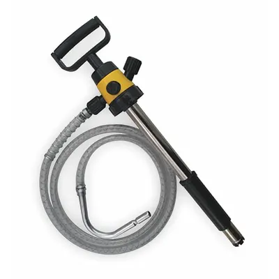 OILSAFE Hand Pump: Piston Action, Pump with Hose, Nozzle & Spout, ABS/Stainless Steel Housing - Down-Stroke Drum Pumps