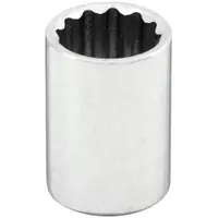 WESTWARD Socket: Metric, 1/4 in Drive Size, 12 mm Socket Size, 12-Point, Std, Chrome, Socket
