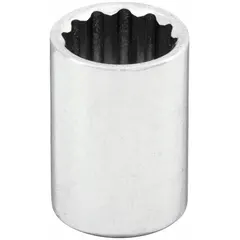 This 1/4" drive hand socket features a 12 mm metric size with a 12-point standard profile. Constructed from chrome, it is suited for tightening or loosening fasteners in automotive, machinery, and general assembly applications.