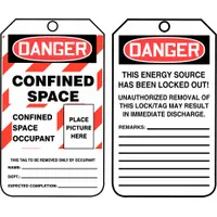 Safety Tags: #7 Tag Size, White, Single Part Tag, Fastener Not Included, 25 Tags, English, 25 PK (MPN TCS318CTP)