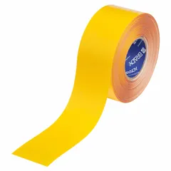 Solid yellow floor marking tape with polyester backing, 3 in wide by 100 ft long, 22 mil thick. Designed for high-traffic aisle marking, hazard identification, and safety zone delineation in industrial facilities such as warehouses, factories, and workshops.