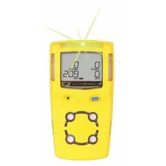 Portable multi-gas detector with integrated sampling pump, Lithium Ion battery, and LCD display. Detects carbon monoxide and other gases via infrared sensor. Yellow housing with IP68 rating for dust and water ingress protection. Suitable for confined space entry and industrial safety monitoring.