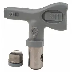 This GRACO airless spray gun tip features a 0.011 in orifice size and gray finish. Designed for use with XHF series spray guns and compatible with model XHD001, it is suited for applying paints and coatings in industrial and contractor applications.