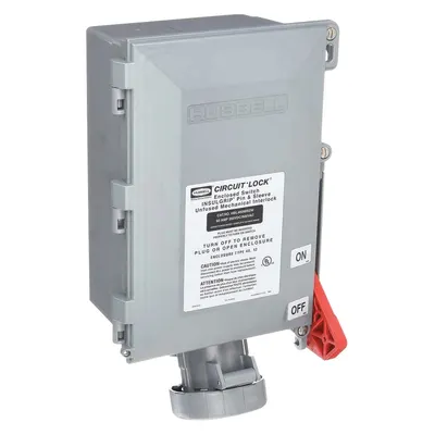 HUBBELL Mechanical Interlock: 250V DC/600V AC, Single/Three Phase, 60 A, 3 Pole - Watertight Interlocks