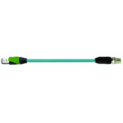MURRELEKTRONIK M12 to RJ45 Cordset, Cat5, 7.5 m, TPE, Blue, D-Coded - M12 Connector to RJ45 Connector Cordsets