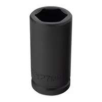 PROTO Impact Socket: 3/4 in Drive Size, Metric, 27 mm Socket Size, 6-Point, Deep, Black Oxide (MPN J07527ML)