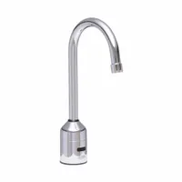 This single-post sensor faucet is constructed of brass with a chrome finish. It operates via hydropower, eliminating the need for batteries or wiring, and delivers an aerated flow. Suitable for touch-free hand washing in commercial restrooms and public spaces