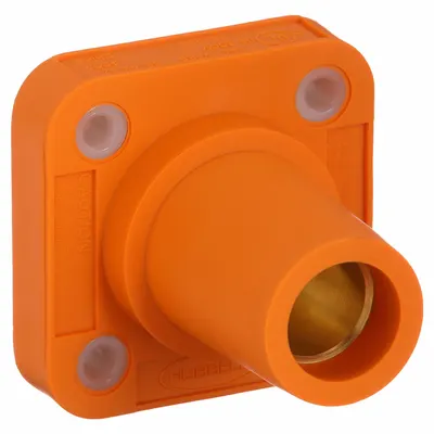 HUBBELL Single Pole Receptacle: Orange, Straight Taper Nose Mating, Threaded Stud Termination - Receptacles with Threaded Stud Terminations