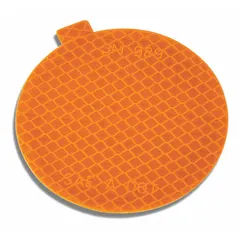 Amber reflective tape with acrylic adhesive, supplied as a 2-pack of 3-inch squares. Designed for marking rail vehicles and other fleet equipment to enhance visibility and safety in low-light conditions.