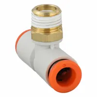 SMC Push-Fit Tee Fitting: 1/4 in OD x 1/4 in OD x 1/8 in Pipe x 1/4 in Pipe Size, White (MPN KQ2T07-01AS)