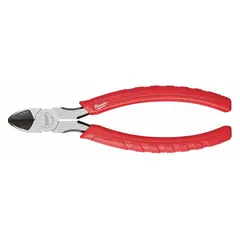 Straight, tether-ready flush-cut diagonal-cutting pliers with 1 in jaw length and 1/2 in jaw width. Overall length 7 in. Designed for cutting wire, cable, and small fasteners flush with a surface in industrial maintenance and general manufacturing tasks.