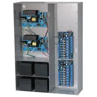 The ALTRONIX MAXIMAL33 is a power supply board housed in a steel enclosure. It accepts 115V AC input and provides up to 8 fused 24VDC outputs with a maximum total current of 11A. This unit is used for distributing power to access control systems, security devices, and other low-voltage equipment in commercial or industrial settings