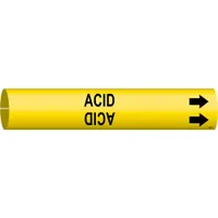 Pipe Marker: Acid, Yellow, Black, Fits 1 1/2 to 2 3/8 in Pipe O.D., 1 Pipe Markers, With Arrows (MPN 4000-B)