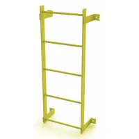 Steel fixed ladder with five rungs in a single-section design. Overall height 5 ft, overall width 25 in. Used for permanent access to elevated areas such as mezzanines, platforms, or rooftops in industrial and commercial facilities