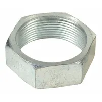 Left-hand hex jam nut for securing threaded fasteners against loosening from vibration. Used in fleet and vehicle maintenance applications such as trucks, trailers, and heavy equipment