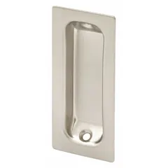 This oblong recessed pull handle is made of brass with a polished brass finish and silver tray. It has an overall length of 3-1/4 inches and features unthreaded mounting holes for installation with standard screws. Suitable for use on cabinet drawers, trays, and light-duty enclosures.