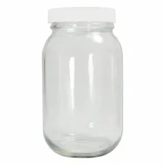 Clear Wide Mouth Round Glass Lab Bottles, 480 mL, 63-400, Colorless, 12/Pack