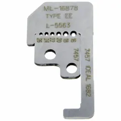 Steel replacement blades for wire strippers, with an overall length of 1 4/5 in. Designed for cutting and stripping insulation from stranded wire. Suitable for use in electrical maintenance and installation tasks.