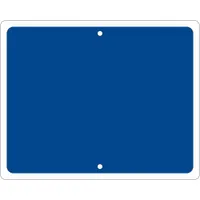 Blank railroad flag sign with a blue background and High Intensity Prismatic (HIP) retroreflective grade for visibility in low-light conditions. Measures 12 in x 15 in nominal size, 0.09 in thick, with mounting holes for installation. Suitable for railway safety and wayfinding applications such as marking tracks, crossings, or maintenance zones