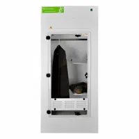 This evidence drying cabinet from MYSTAIRE features a powder-coated polypropylene housing for chemical and moisture resistance. It includes a polypropylene base/stand and a work surface. Suitable for drying and storing evidence in forensic and laboratory settings