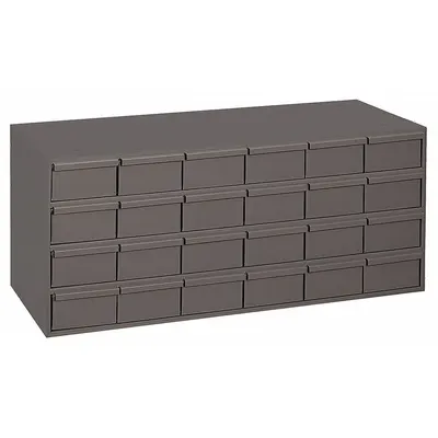 DURHAM MFG 033-95 Modular Steel Drawer Cabinet, 24 Drawers, Gray, Powder Coated - Modular Metal Small Parts Drawer Cabinets