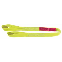 This light-use polyester twisted-eye web sling features 2 plies and an 8 ft length, with a vertical hitch capacity of 12,300 lb. It is suitable for lifting and rigging applications in industrial settings where a flexible, non-marring synthetic sling is required.