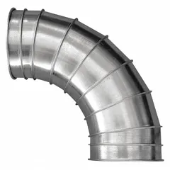 Stainless steel elbow with a 30° angle for 7-inch duct diameter. Features a 7-inch outlet diameter and 10-inch overall length. Used in ventilation and exhaust systems to redirect airflow.