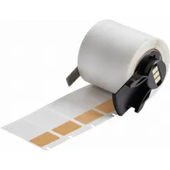 Orange matte vinyl wraparound label measuring 1-1/2 in x 3/4 in, designed for wire gauges 10 AWG to 4 AWG. Compatible with M611 printer series using M7-R4300 ribbon. Used for wire identification in electrical panels, machinery, and cable management.