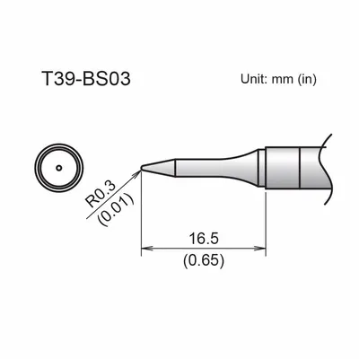 HAKKO T39-BS03 Conical Soldering Tip, 0.3 mm Width, 16.5 mm Length - T39 Series Soldering Tips