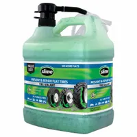 This liquid tire sealant is formulated for tubeless tires. Supplied in a 1-gallon jug, it is designed to seal punctures and reduce air loss, extending tire life. Suitable for use on various vehicles such as lawn mowers, wheelbarrows, and trailers