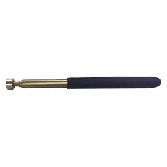Standard magnetic pickup tool with a permanent magnet tip and telescoping steel shaft. Rigid steel construction with a plastic handle. Lift capacity of 5 to 9.9 lb. Used for retrieving ferrous metal objects from confined spaces such as under machinery or inside ducts.