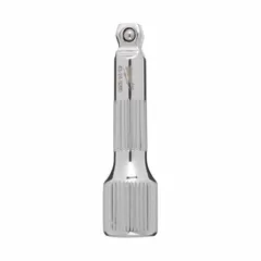 This 2-inch flex and wobble hand socket extension features a 1/4 in output drive size. It allows access to fasteners in tight or offset spaces where a straight extension cannot reach. Suitable for automotive repair, machinery maintenance, and general assembly work.