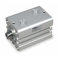 Compact hydraulic cylinder with 10 mm stroke, 64 mm retracted length, and 12 mm rod diameter. Suitable for applications requiring linear force in confined spaces, such as clamping, positioning, or pressing operations in industrial automation and machinery