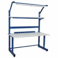 BENCHPRO Workbenches: Adj Ht, Maple, 60 in x 30 in, 1,200 lb Overall Load Capacity, Blue (MPN DWC-5)