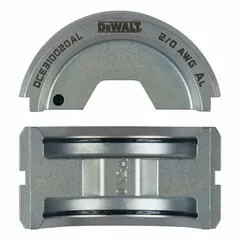 U-die set for crimping 2/0 AWG aluminum wire connections. Designed for use with the DEWALT DCE310 crimper. Provides a dedicated crimping profile for aluminum conductors in electrical termination applications.